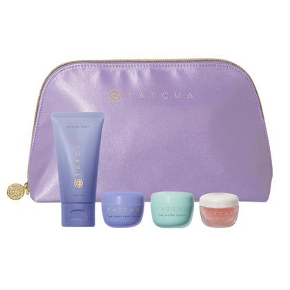 TATCHA travel pouch front view showing kit and organization benefit