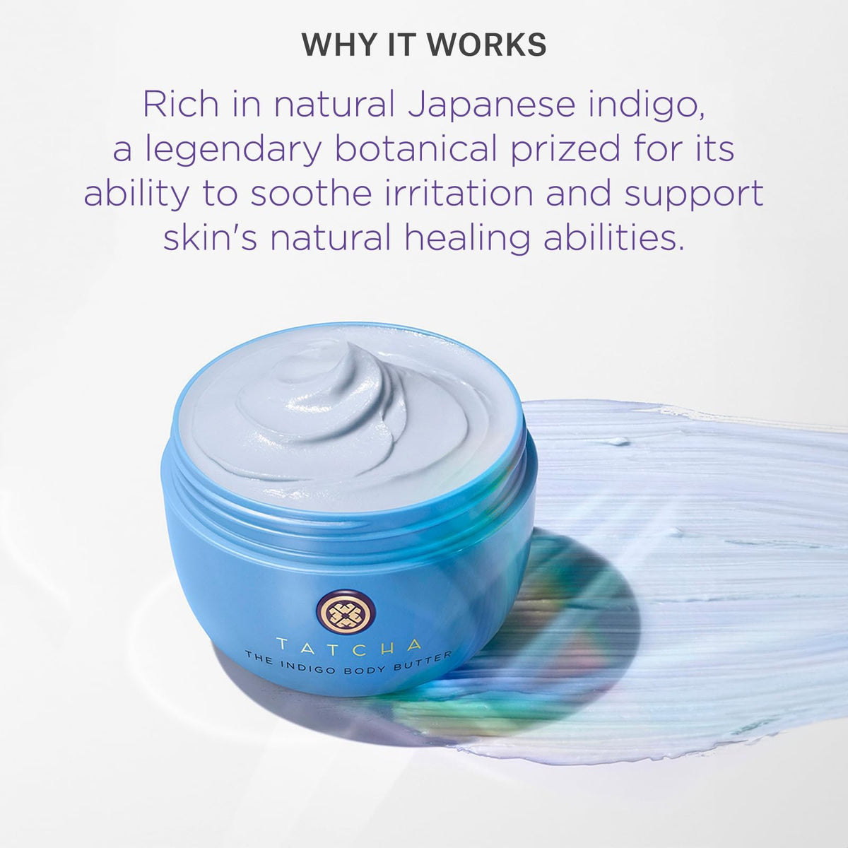 TATCHA applying body butter to forearm demonstrating instant soothing hydration