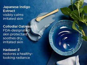 TATCHA Indigo Calming Cream applied on hand demonstrating easy absorption and comfort