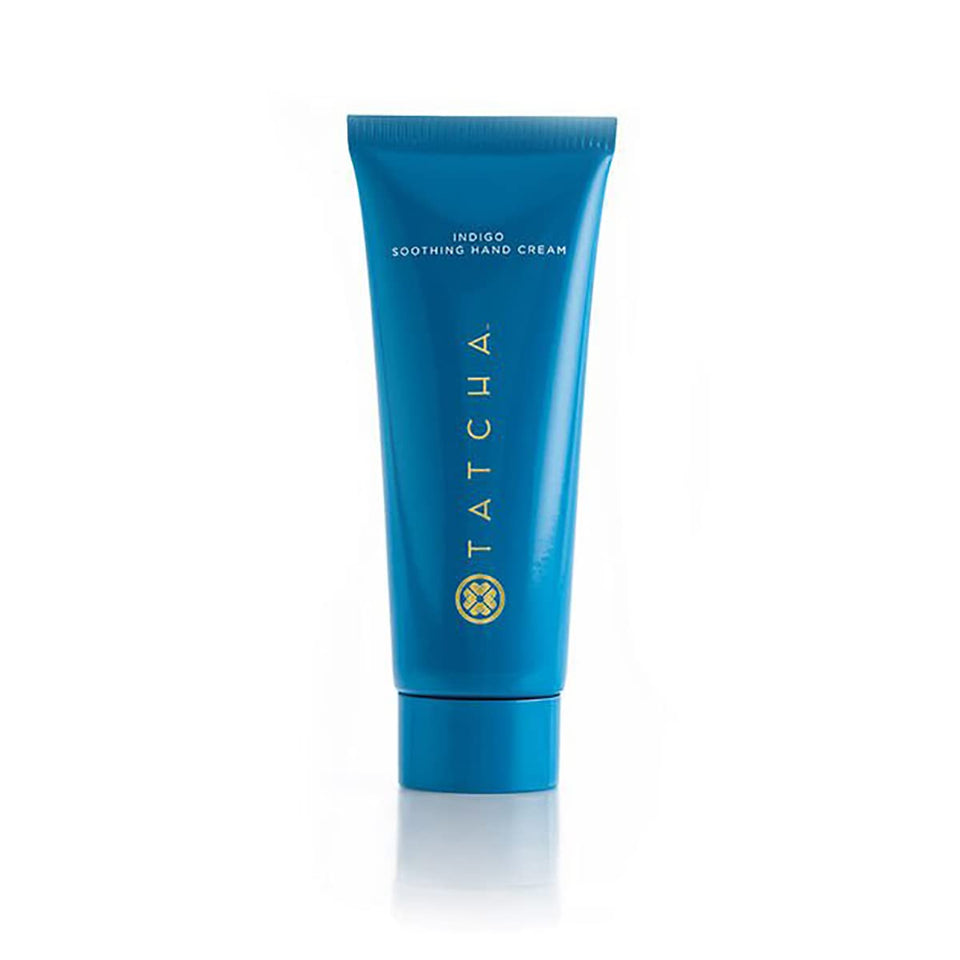 tatcha indigo hand cream front tube showing packaging and size benefit