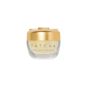 TATCHA jar front view showing gold leaf lip mask and elegant packaging benefit: luxurious presentation