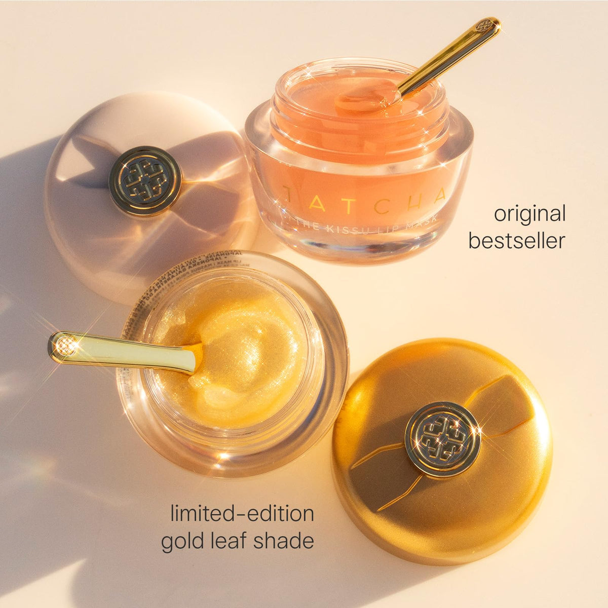 TATCHA label and gold leaf detail on lid highlighting limited-edition finish benefit: special edition appeal
