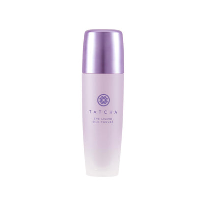 TATCHA Liquid Silk Canvas front bottle showing sleek packaging and smooth finish