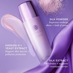 TATCHA primer on bathroom vanity suggesting daily routine convenience and polish