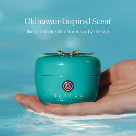 TATCHA boxed packaging close-up on label demonstrating ingredient transparency and quality