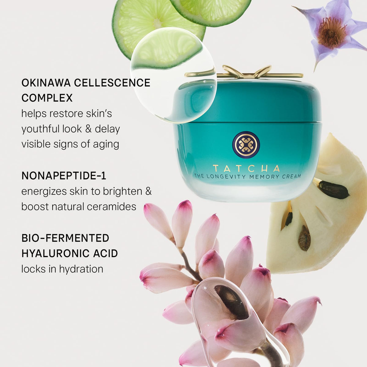 TATCHA jar beside ruler for size comparison and clear indication of product quantity