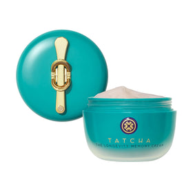 TATCHA cream texture swiped on surface highlighting lightweight gel finish and hydration