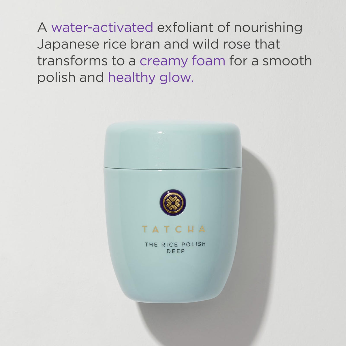 TATCHA creamy foam texture from powder-to-foam showing soft lather and smooth polishing benefit