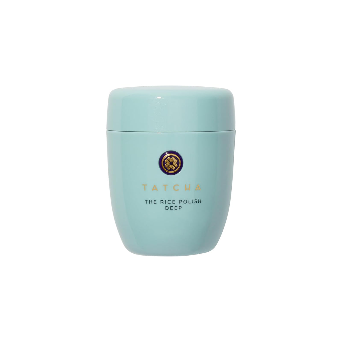 TATCHA front jar showing Rice Polish Deep and refined packaging benefit gentle daily exfoliation