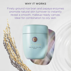 TATCHA close-up of rice bran ingredient highlighting natural polish and brightening benefit