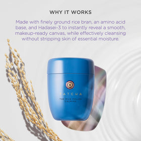 TATCHA creamy foam in hand demonstrating gentle lather and soft cleanse