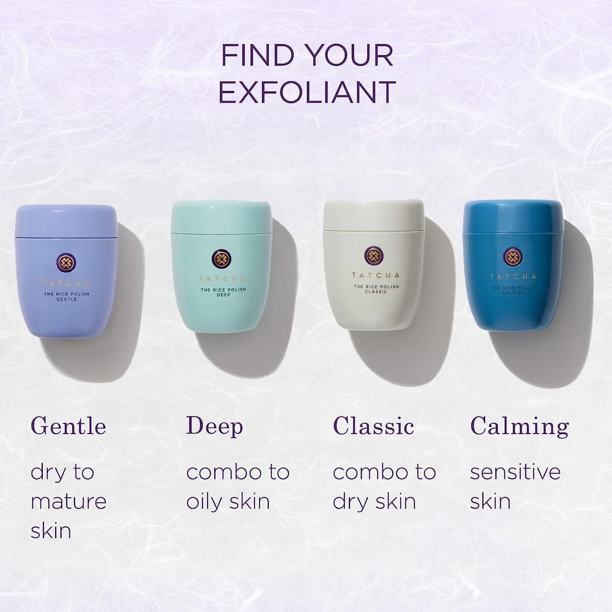 TATCHA Rice Polish on bathroom counter during skincare routine showing calming ritual benefit
