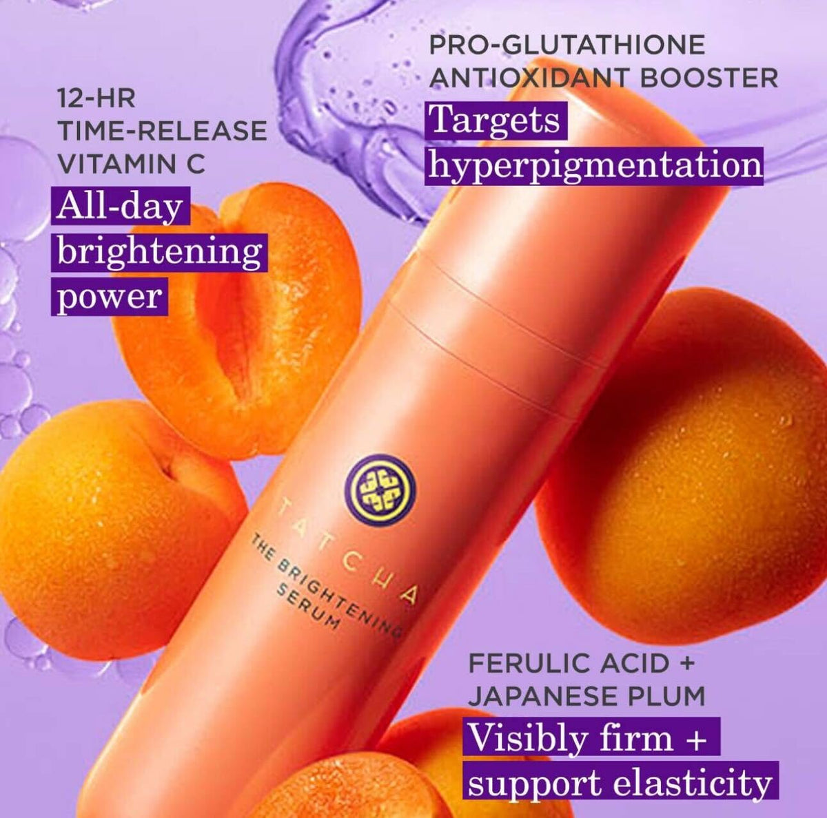 TATCHA 30 ml bottle next to ruler for size clarity and travel-friendly benefit