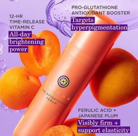 TATCHA 30 ml bottle next to ruler for size clarity and travel-friendly benefit