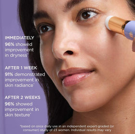 TATCHA serum stick used over foundation to refresh makeup and prevent settling