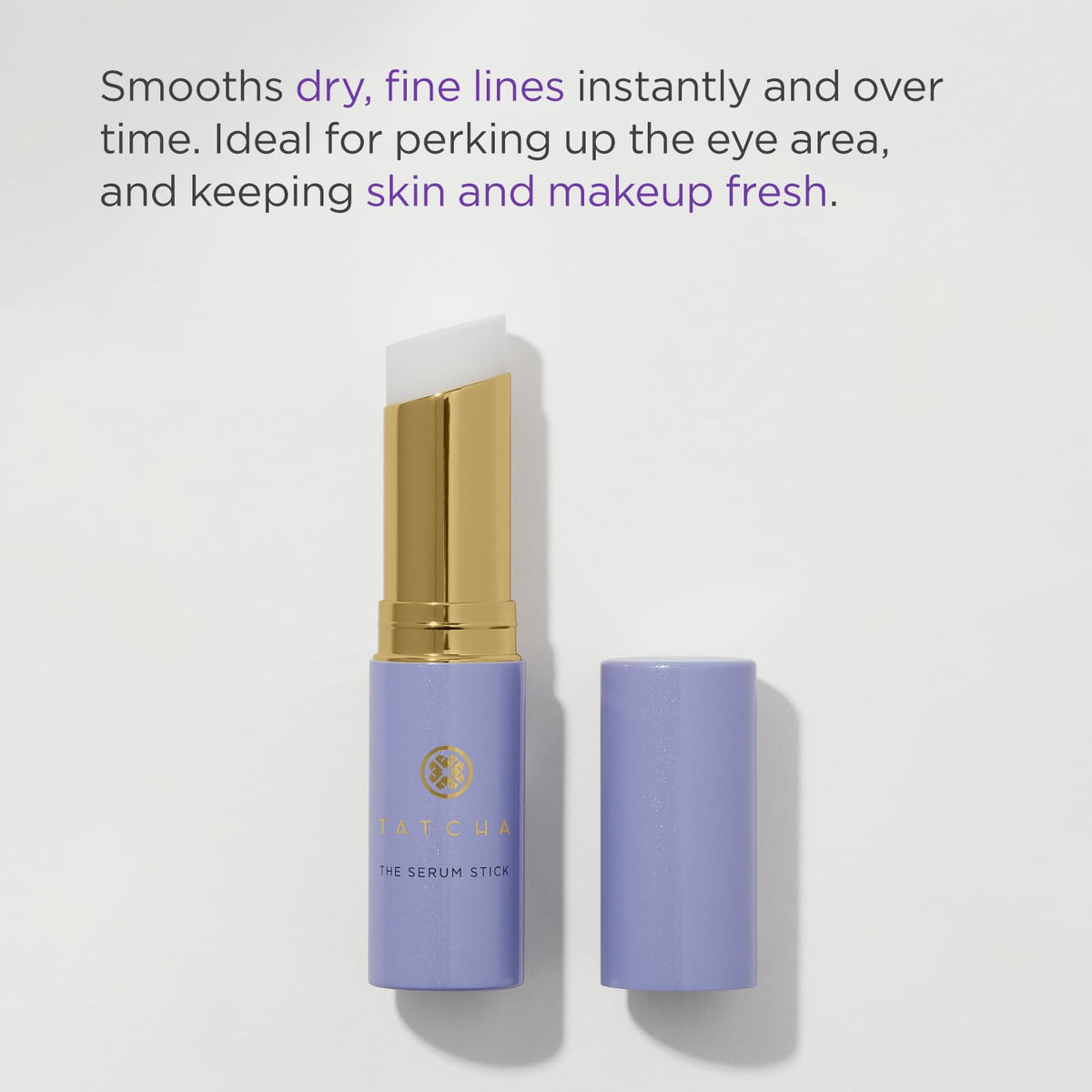 TATCHA serum stick exposed texture melting on fingertip for easy glide benefit