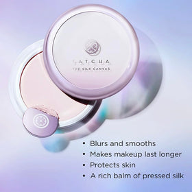 Before and after T-zone shot showing TATCHA Silk Canvas minimizing pores