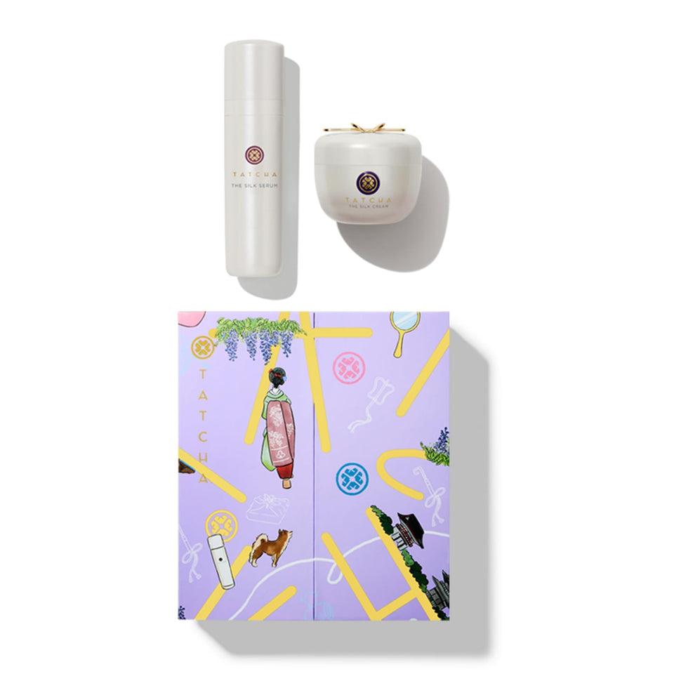 TATCHA front packaging of the Silk Firming Set showing elegant presentation and gift appeal