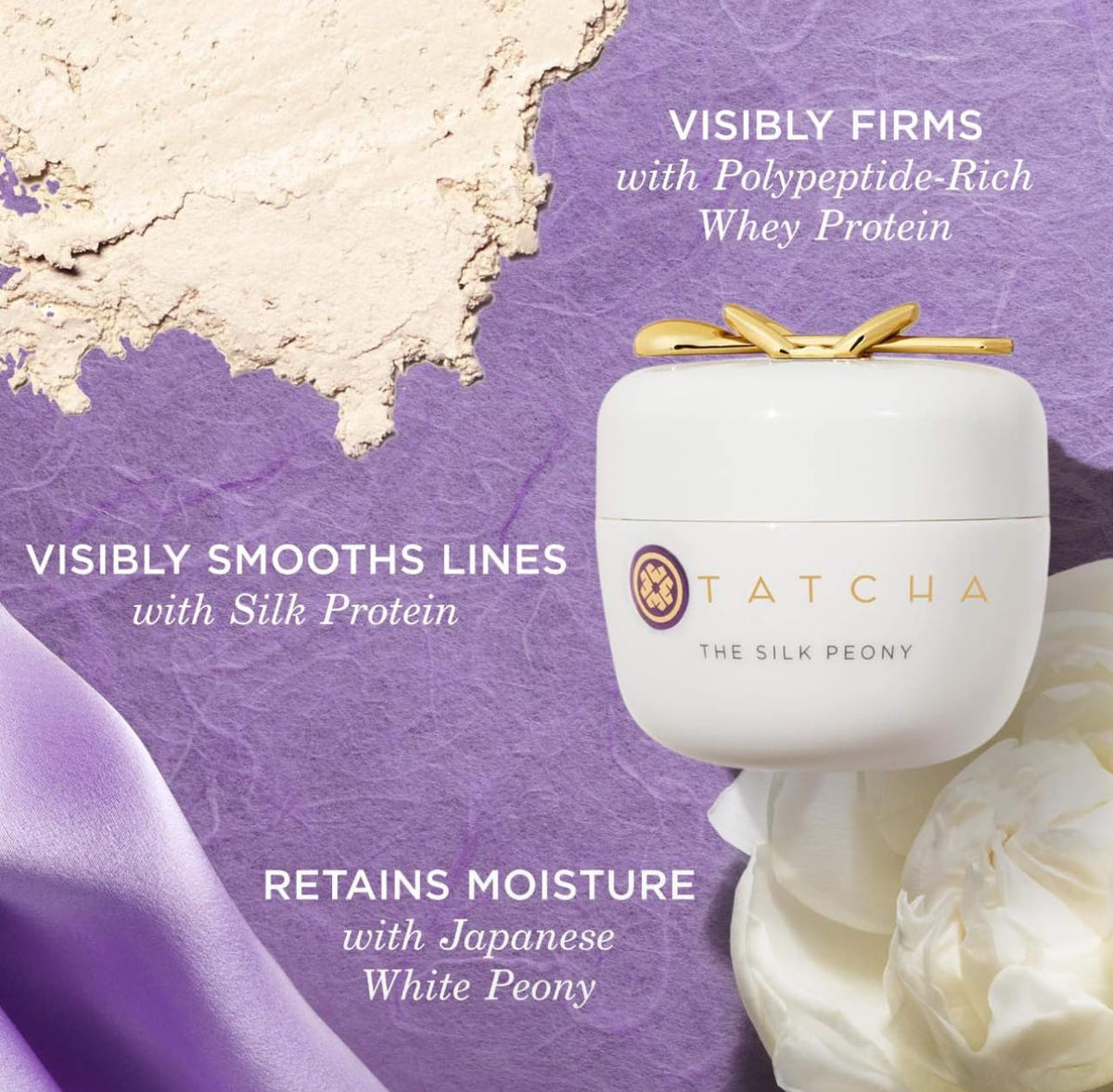 TATCHA 15 ml jar next to coin for size reference and travel-friendly benefit