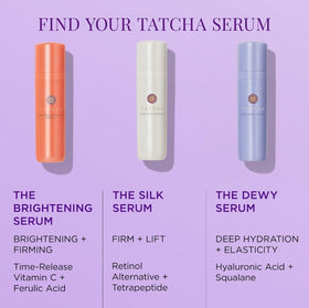 TATCHA silk serum before and after skin texture comparison showing smoothing benefit