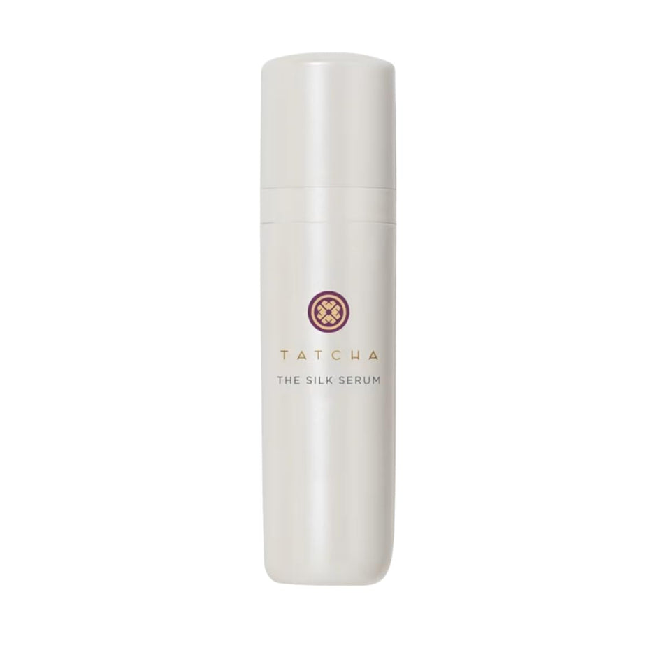TATCHA silk serum front bottle showing elegant packaging and luxury benefit