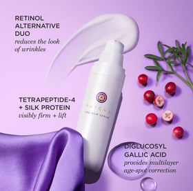 TATCHA silk serum held in hand for size and travel-friendly benefit