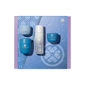 TATCHA starter set front packaging showing contents and calming benefit
