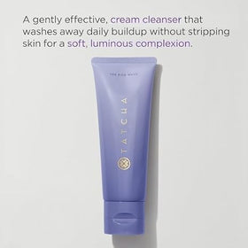 TATCHA foam in hand demonstrating soft lather and easy rinse