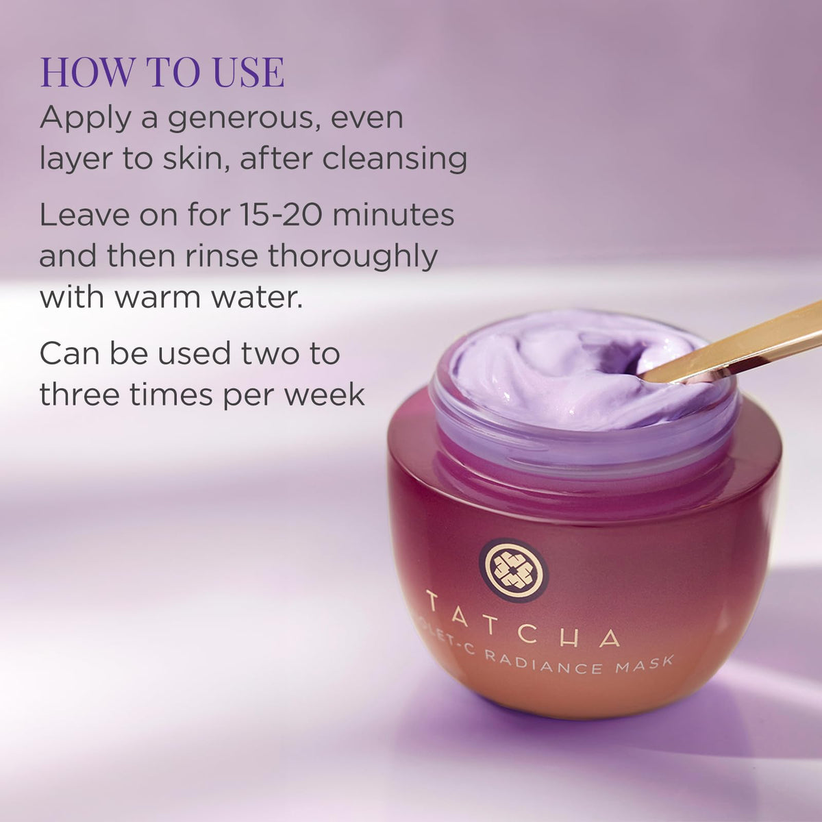TATCHA mask applied on model cheek illustrating radiant, dewy skin benefit