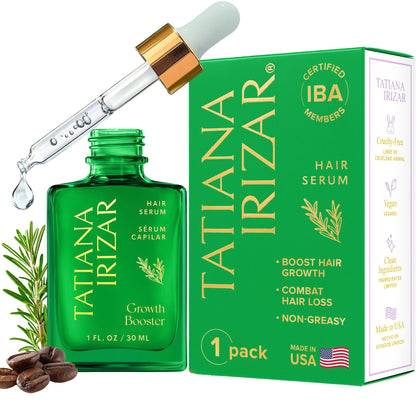 Tatiana Irizar front packaging showing 1 fl oz bottle and dropper for easy application