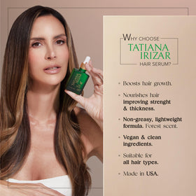Tatiana Irizar botanical ingredients flatlay highlighting rosemary, amla and nettle benefits