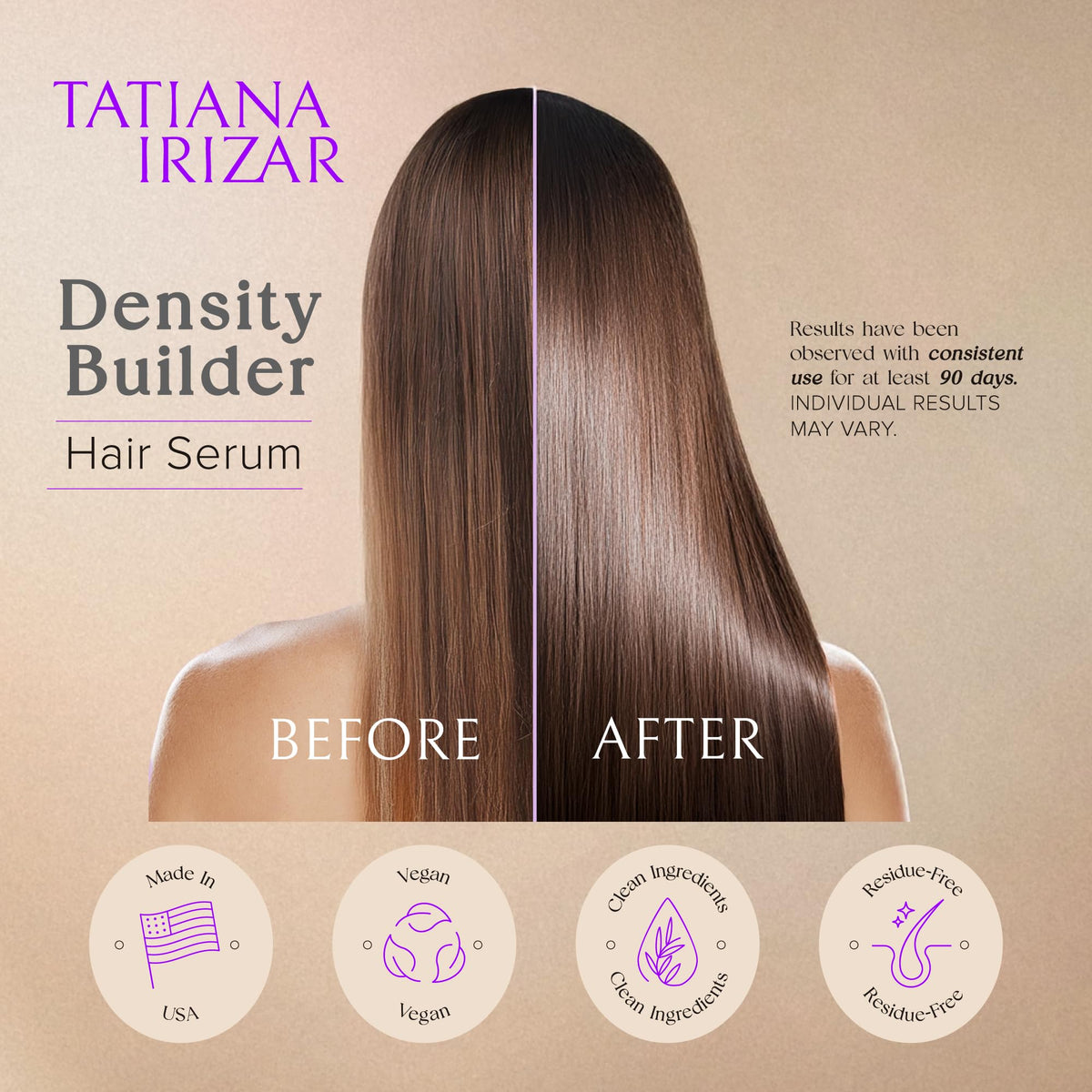 Tatiana Irizar serum applied to scalp demonstrating targeted density treatment