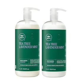 Tea Tree duo front packaging showing shampoo and conditioner, hydrating care