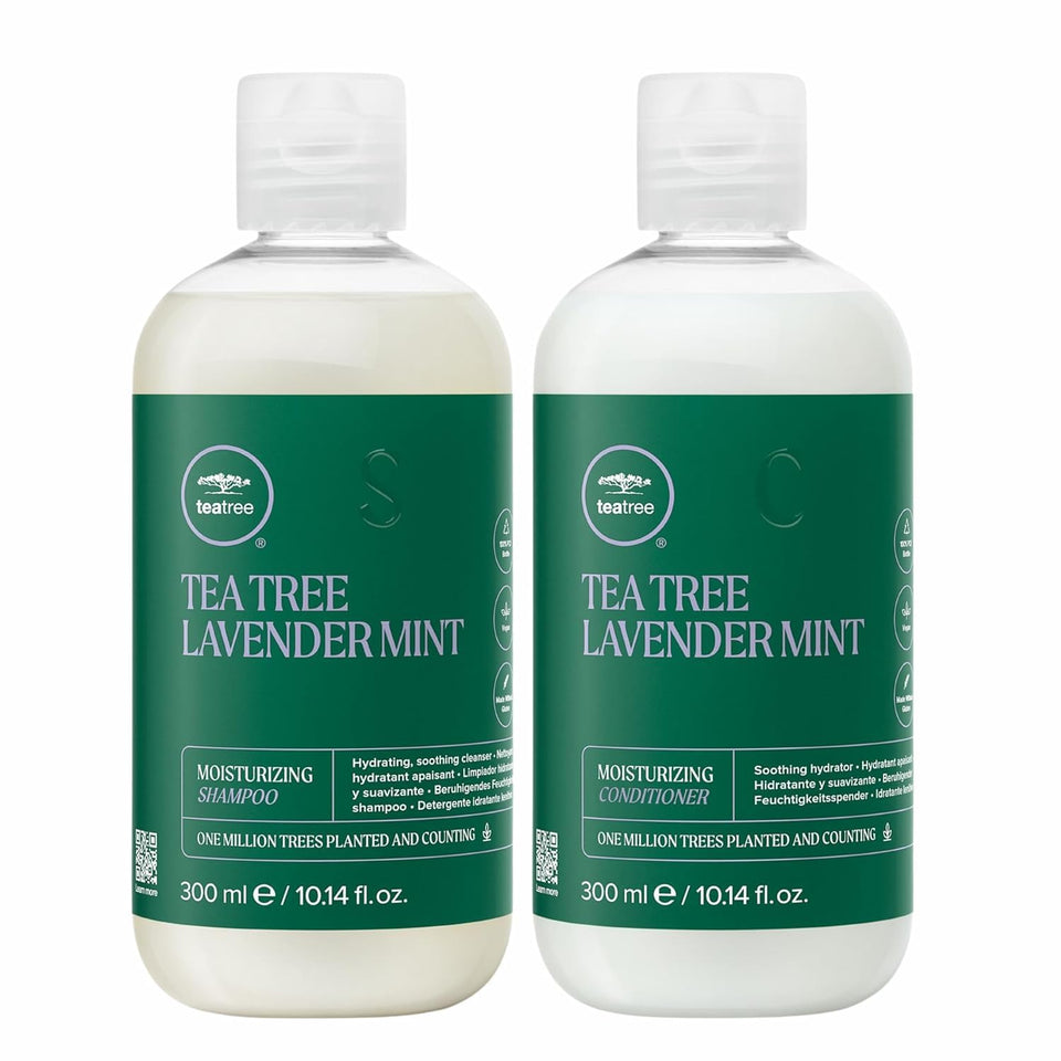 Tea Tree front packaging showing shampoo conditioner and ornament, calming holiday gift