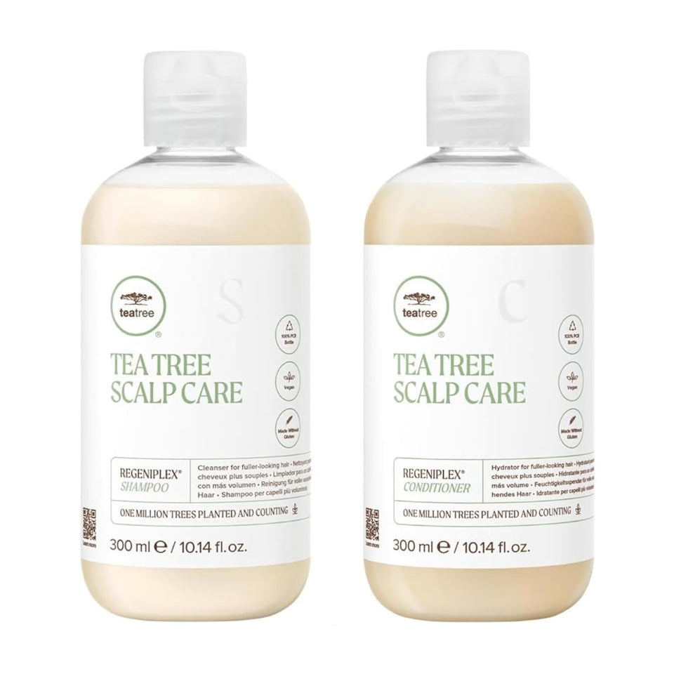Tea Tree holiday gift box front showing shampoo and conditioner and sustainable packaging for gifting