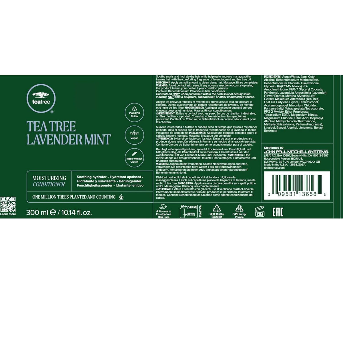 Tea Tree in bathroom lifestyle showing leave-in spray in use, easy styling benefit