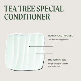 Tea Tree label view showing key botanical ingredients and responsible sourcing claims
