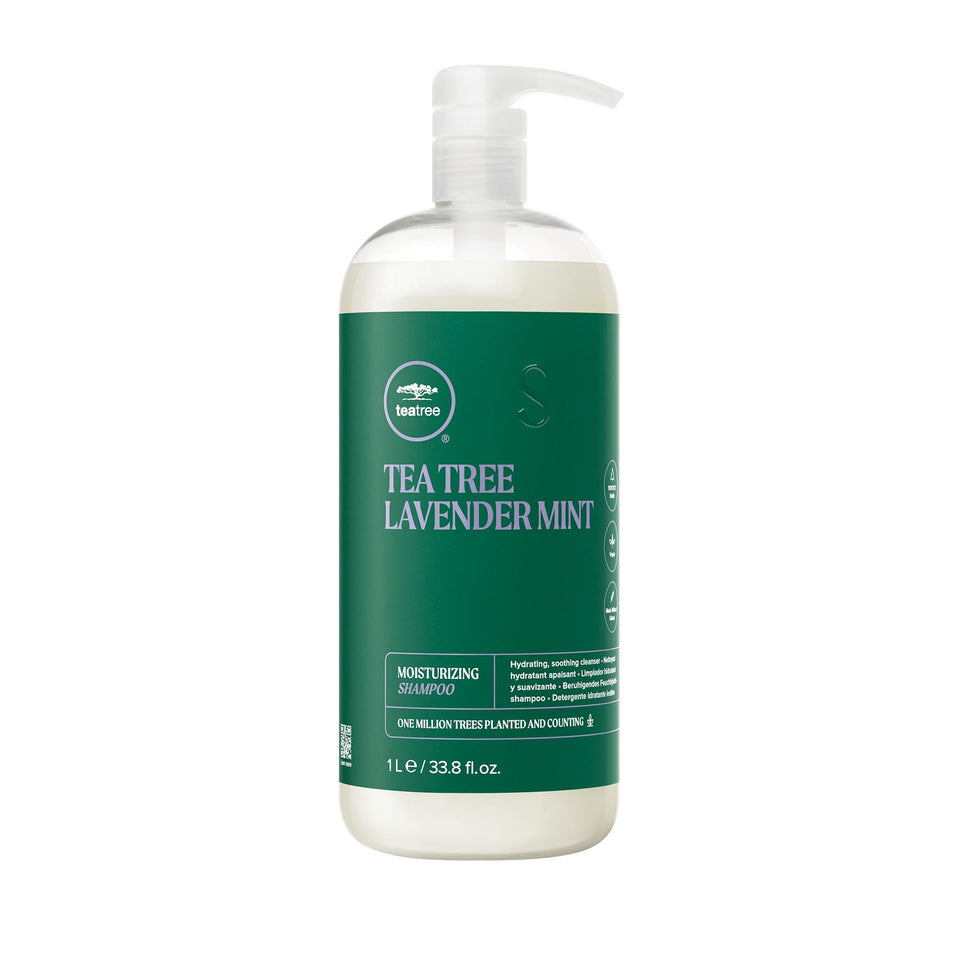 Tea Tree front bottle showing product and calming lavender scent benefit