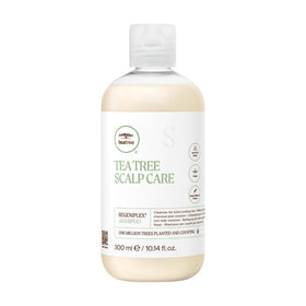 Tea Tree front packaging showing bottle and benefit for fuller-looking hair
