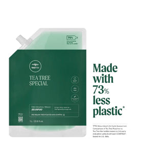 Tea Tree aluminum bottle detail highlighting durable reusable packaging and eco benefit