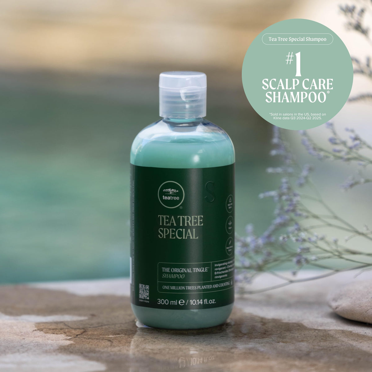 Tea Tree shampoo bar in bathroom lifestyle scene showing convenient everyday use