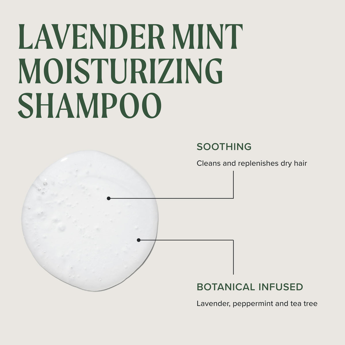 Tea Tree shampoo lather texture demonstrating moisturizing foam