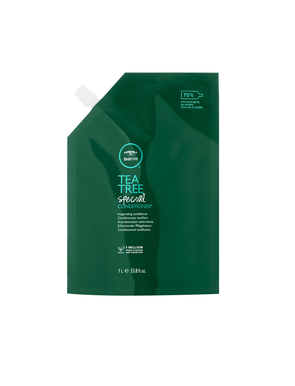 Tea Tree pouch front view showing branding and size benefit