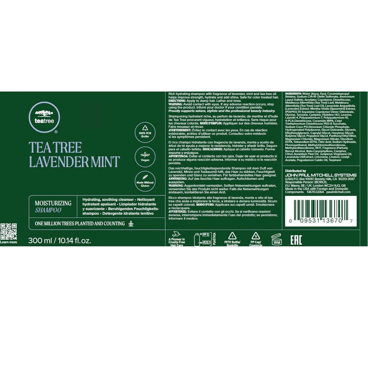 Tea Tree texture close-up of creamy conditioner, hydrating formula for soft hair