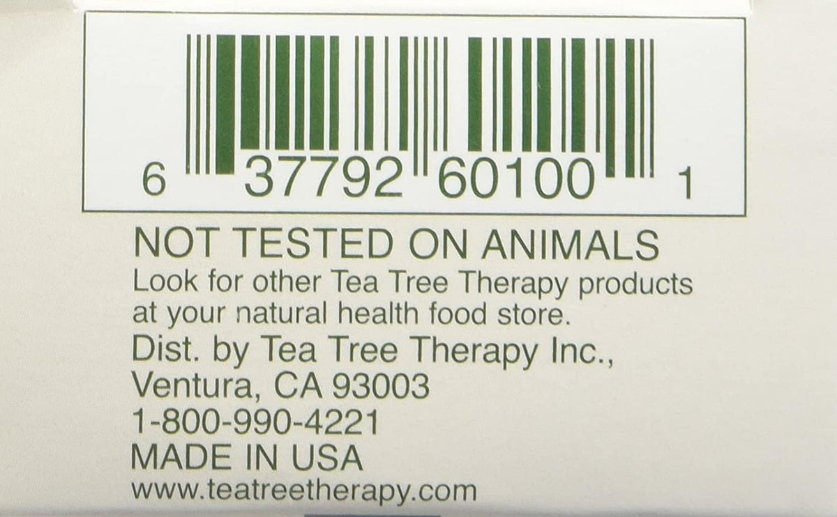 Tea Tree Therapy vegetable base label close-up showing plant-based purity
