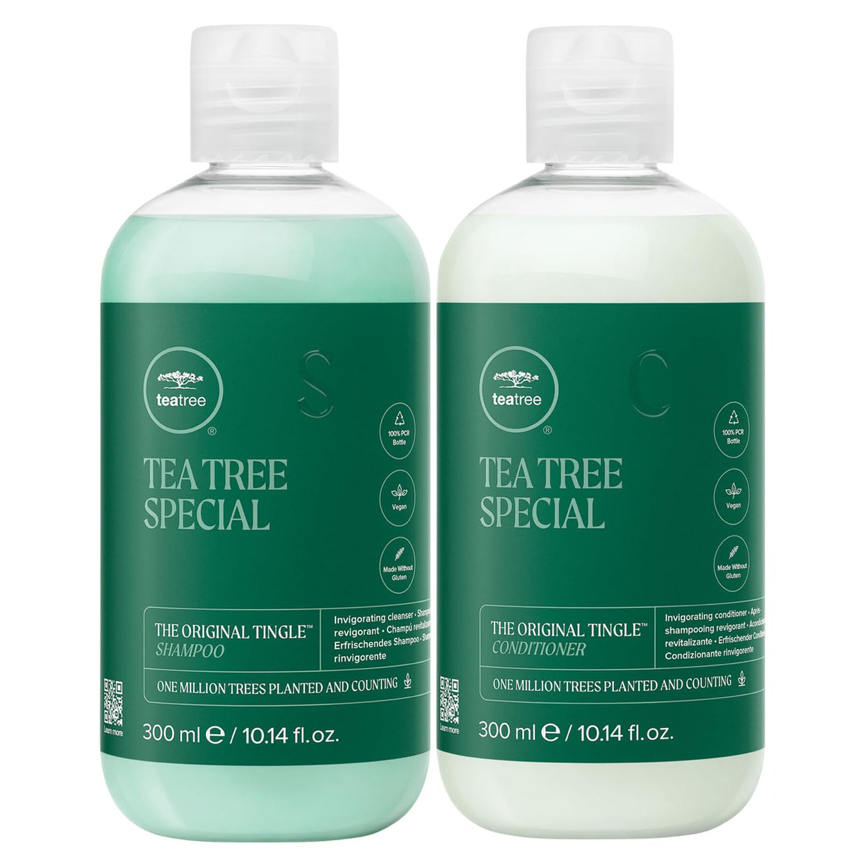 Tea Tree gift set front view showing shampoo conditioner and gel with bright packaging