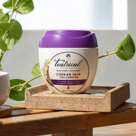 TEATRICAL jar positioned among skincare items for routine integration benefit