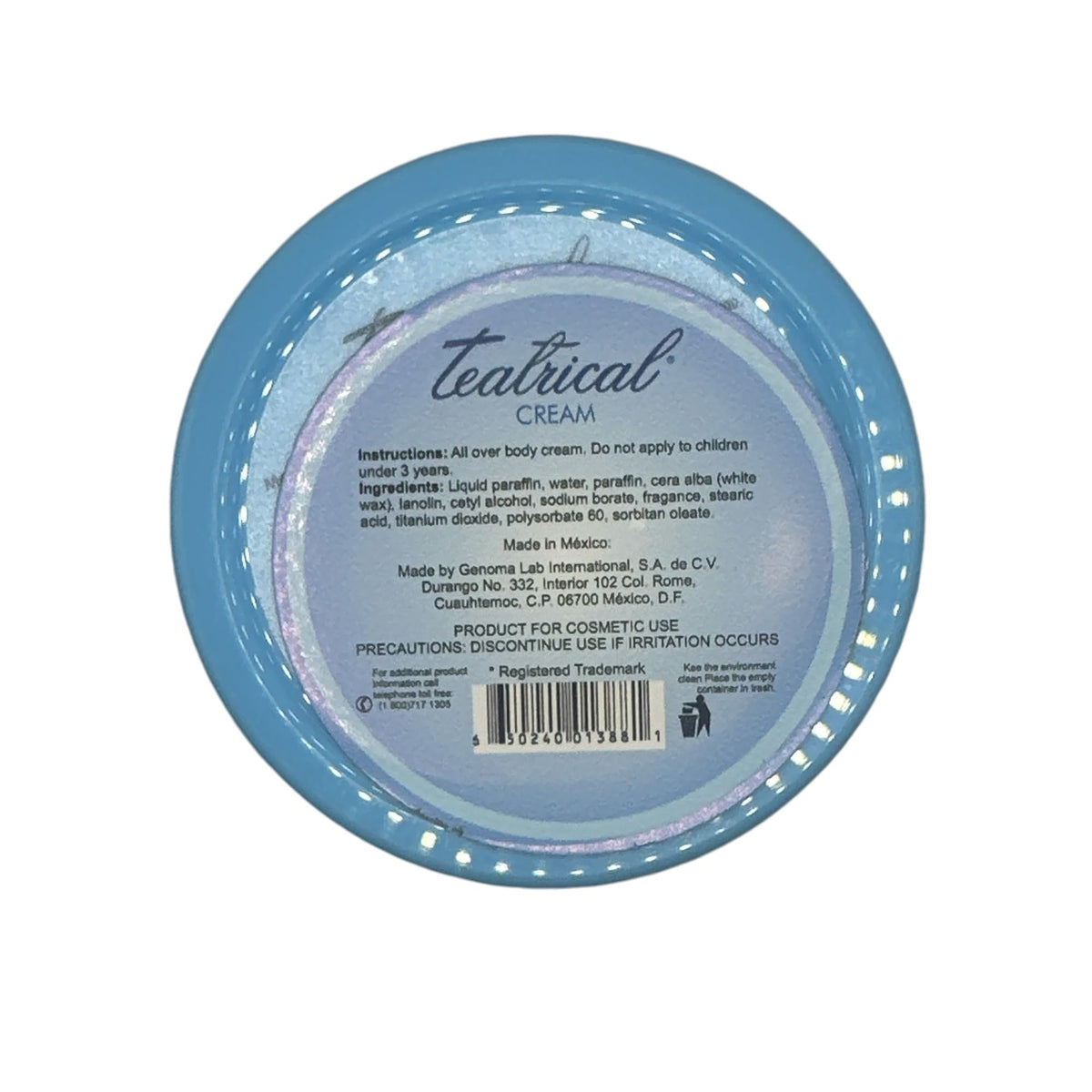 TEATRICAL open jar top view revealing creamy interior and easy-to-scoop formulation
