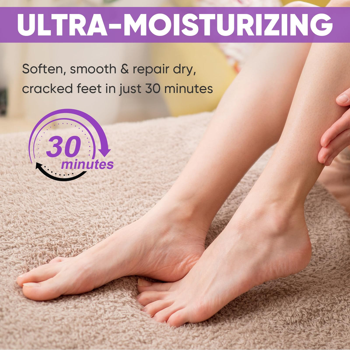 TEAWOO close-up of sock edge and moisturizing serum for easy application