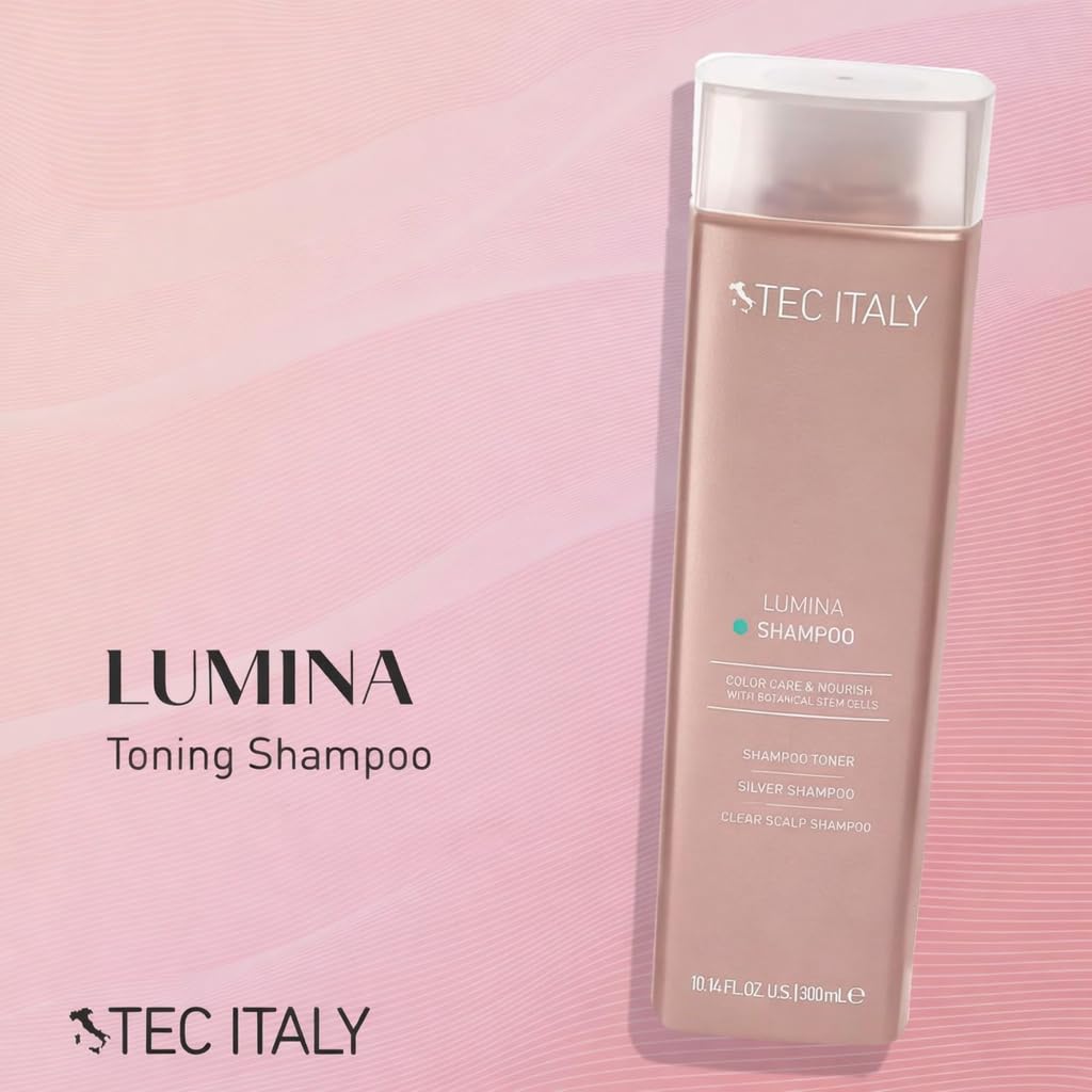 Tec Italy shampoo texture pouring from bottle highlighting lightweight, easy spread